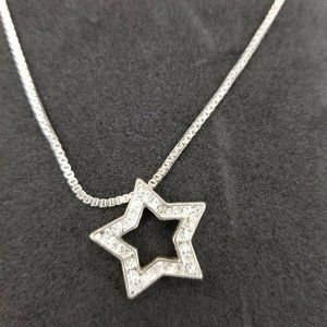 Anne Klein Silver Tone Crystal Star Pendant Necklace 16" - 18"